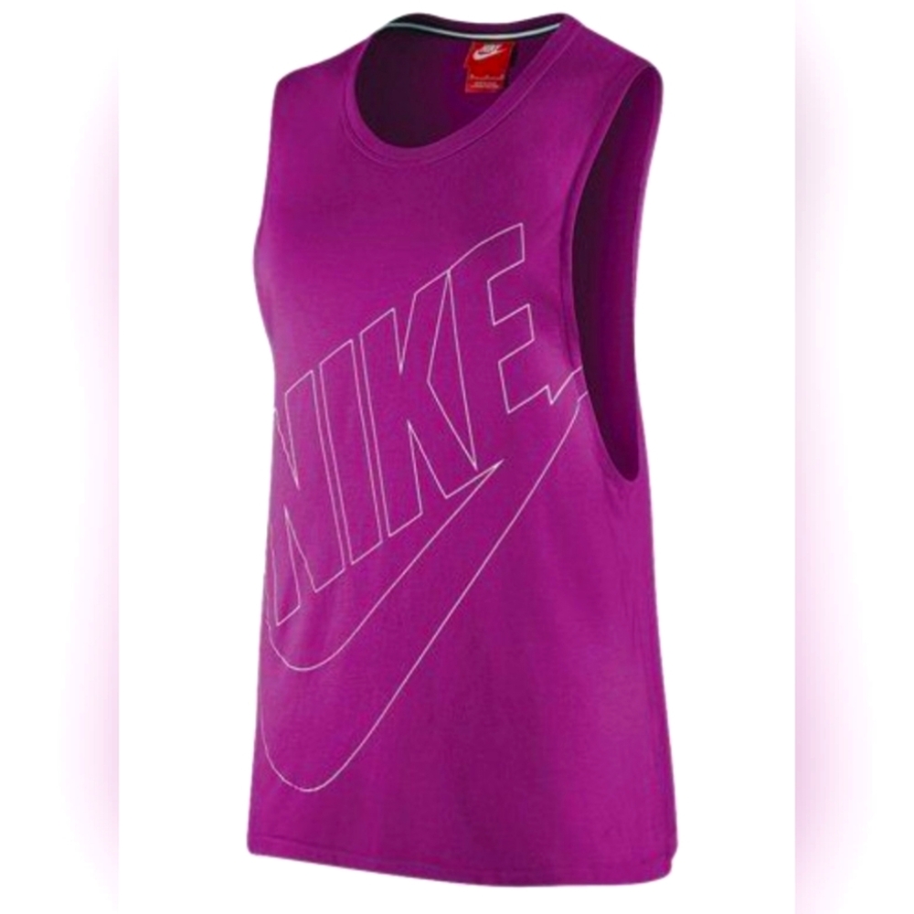 Nike Muscle Tank Top Womens Small Purple Spellout Logo 644712-010